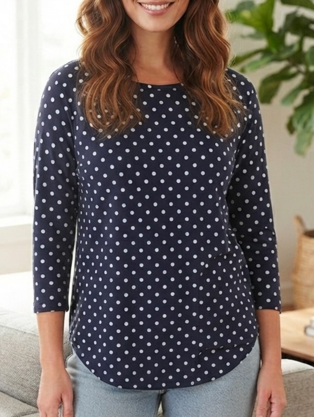 NWT ONLY Polka Dot 4/5 Sleeve Top – Size Medium